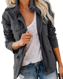 Women Zipper Jacket Autumn Female Outerwear Long Sleeve Casual Streetwear Coat Windbreaker Anorak Stand Collar Military