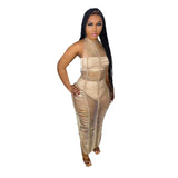 Toloer New Women's Wear Sexy Solid Color Knitted Beach Dress-Outfit