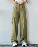 Street Style Straight Leg Cargo Pants-Outfit