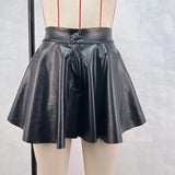 Toloer Women's 2024 New High-Waist Pu Leather Pants Skirt Show Thin Hot Girl Fashion Short Skirt Leather Pants Hot Pants-Outfit