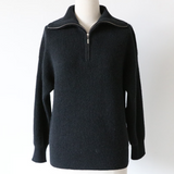 Winter Women's Turtleneck Sweater Pullover Women Zipper Turn Down Beige Knitted Oversize Jumper Loose Vintage Warm