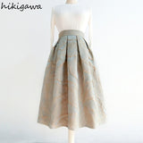 Skirts Woman Midi Jacquard Slim A-line Jupe Women's Clothing High Waist Temperament Skirt Vintage Faldas Mujer Moda