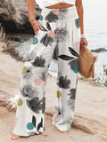 Spring And Summer New Four Seasons Of Leisure Wide Leg Trousers Print Burst Loose Trousers