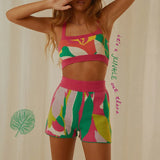 Straps Backless Sexy Top And Shorts Two Piece