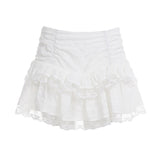 Retro Lace Irregular Low-Rise Half-Dress Temperament Holiday Folding Folded Thin A-Word