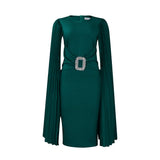 Women's 2025 Autumn And Winter 2025 New Solid-Colored Ass Sexy Cape Dress Large African