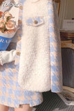 Women Plaid 2 Piece Set Coat High Waist Skirt Office Lady Jacket Skirt Suits Retro Single-breasted Jackets And Skirts 2pcs