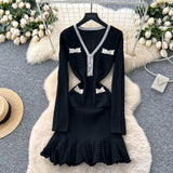 Autumn/Winter 2025 New Waffle Small Scent Style V-Neck Knitted
