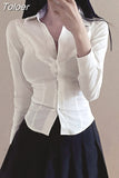 Sexy Slim Basic White Shirt Women Tunics Vintage Cute Korean Style Long Sleeve School Shirt Girls Casual Jk Uniform