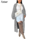 Cardigan For Women Knitted Warm Solid Full Sleeve Extra Long Coat Top Outwear Open Stitch Loose Casual 2023 Spring