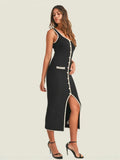 Famous Wind Sling Dress Sexy Hottie Repair Button Open Design Style Hip