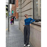 With A Set Of Stylish Blue Long-Sleeved Bottom Top Women 2025 Autumn Loose Suit Suit Suit Suit