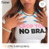 Letter Print Crop Top Short Tshirt Women Summer Short Sleeve White Tee Tops Big Stretch Streetwear Women