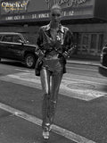 Fashion Loose Sliver Two Piece Sets Womens Outifits Elegant Lapel Long Sleeve Blouse With High Waist Pants Set