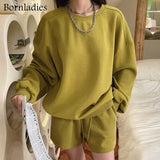 2021 Autumn Women Cotton Sweatshirt Suit Oversized Sets Female O Neck Loose Sweatshirt + Long Pants Suits Short