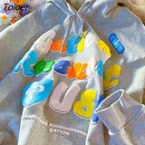 Goth Cute Letter Print Hoodies Oversized Casual Clothes for Teens Harajuku Brand Fashion 2021 Autumn Streetwear Mujer