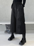 High Elastic Waist Black Hollow Out Long Pu Leather Pants New Loose Fit Trousers Women Fashion Spring Autumn 2023