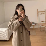 Winter Female Herringbone Thick Long Woollen Coat Loose