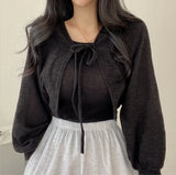 Aesthetic Tie Knitted Cardigan-Outfit