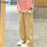 Khaki Black Wide Leg Pants for Women 2023 Drawstring Loose Harajuku Trousers Woman Streetwear High Waisted Pants