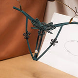 Tback temptation underwear female hollow embroidery thong sexy pearl pendant free open transparent sexy t pants