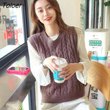 Sweaters For Women Fashion 2022 New Autumn Winter Clothes Casual Plaid Sweater Vest Women Pullovers White Loose Gray