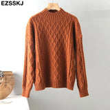 Autumn Winter basic oversize thick Sweater pullovers Women 2021 LOOSE needle twist sweater pullovers female Long