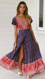 Summer Leisure Hot Holiday Printing Dress Sexy Long Dress Women's