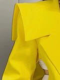 Fashion Women's Blazer New Notched Loose Single Button Solid Long Sleeve Hollow Out Yellow Suit Jackets Summer 2023