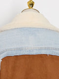 Toloer No Doubt Liang Shuang With The 2024 New Velvet Thick Denim Stitching Lamb Lapel Cotton Jacket Coat Female-Outfit