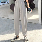 Casual Loose Women's Harem Pants 2023 Summer New Elastic High-Waist Trousers Woman Comfortable Long Ice Silk Pants