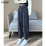 Retro Apricot Coffee Trousers Harajuku Corduroy Women's Pants Autumn Winter Bundled Cargo Harem Pants Chenille Capri