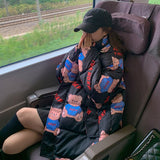 Cute Bear Full Print Loose Warm Jacket Hooded Street Casual Long Sleeve Zip Cardigan Kawaii Sweet Woman Coat 2022