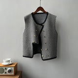 Women's Row Buckle Diagonal Stripe Vest Fall/Winter 2022 New Loose