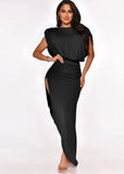 Elegant Sleeveless Ruched Split Irregular Party