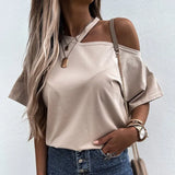 Shoulder O-neck Short Sleeve Women's Tshirt Loose Solid Ovesize Ladies Tshirts 2021 Fashion Casual Women Summer Clothes