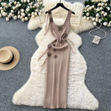 Women's Dress 2025 Summer Pure Desire Three-Dimensional Flowers Slimming Temperament Sling Knitted Hip