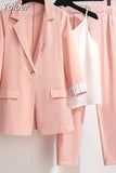Women's Pants Set Fashion Casual Jacket Top Trousers Vest Three Piece Set Female Suits Tracksuit Office