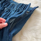 Age-Down Suit Women's Summer Ripe Wind Folds Back-Clip-Free Denim Blouse + High Waist