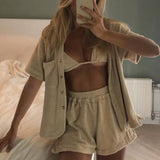 Fashion Velvet 2 Piece Set Women Tracksuit Loungewear Casual Cardigan Top Summer Outfits Workout Woman Shorts