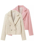 Tweed Buttoned Cropped Coat-Outfit