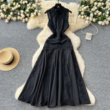High-End Squeal Lace Splicing Sleeveless Waist Dress Women's Summer Thin Temperament Elegant Long