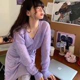 Korean Sexy See Through Cropped Cardigan Women Thin Hollow Out Knitted Cardigans Long Sleeve V-neck Sweater Crop