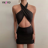 women's dress 2021 sleeveless sexy halter mini dress women bodycon sundress hollow out streetwear party club wear