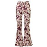 Puss 2021 New Thin Wide Leg Pants Chic Women Orange Printed Streetwear Stretchy Casual Female Elegance Wild Slim