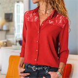 Solid Color Lace Button Shirt