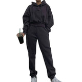 Winter Women Tracksuit Sportswear Long Pants Set Two Piece Long Sleeve Hoodies Sweatshirt Suit Winter Warm Solid