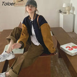 Jackets Women Patchwork Vintage Baseball Outwear Loose All-match Students Preppy Spring Fashion Tops Windbreaker Mujer