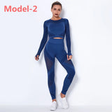 Seamless Gym Sets High Waist Gym Mesh Leggings Shirts Suit Long Sleeve Fitness Workout Sports Running Thin Sport