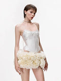 New Fish Bone Adjustable Strapped Braped Short Skirt 2-Piece Floral Boa Boamini Skirt Fashion